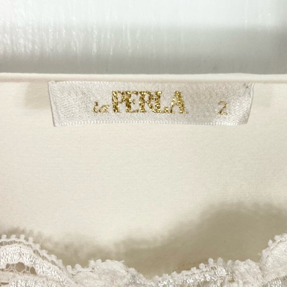 nwot Vintage LA PERLA Slip Dress 2 Silk-Crepe Cream Lace-Trim Adjust-Straps Maxi - Picture 3 of 13